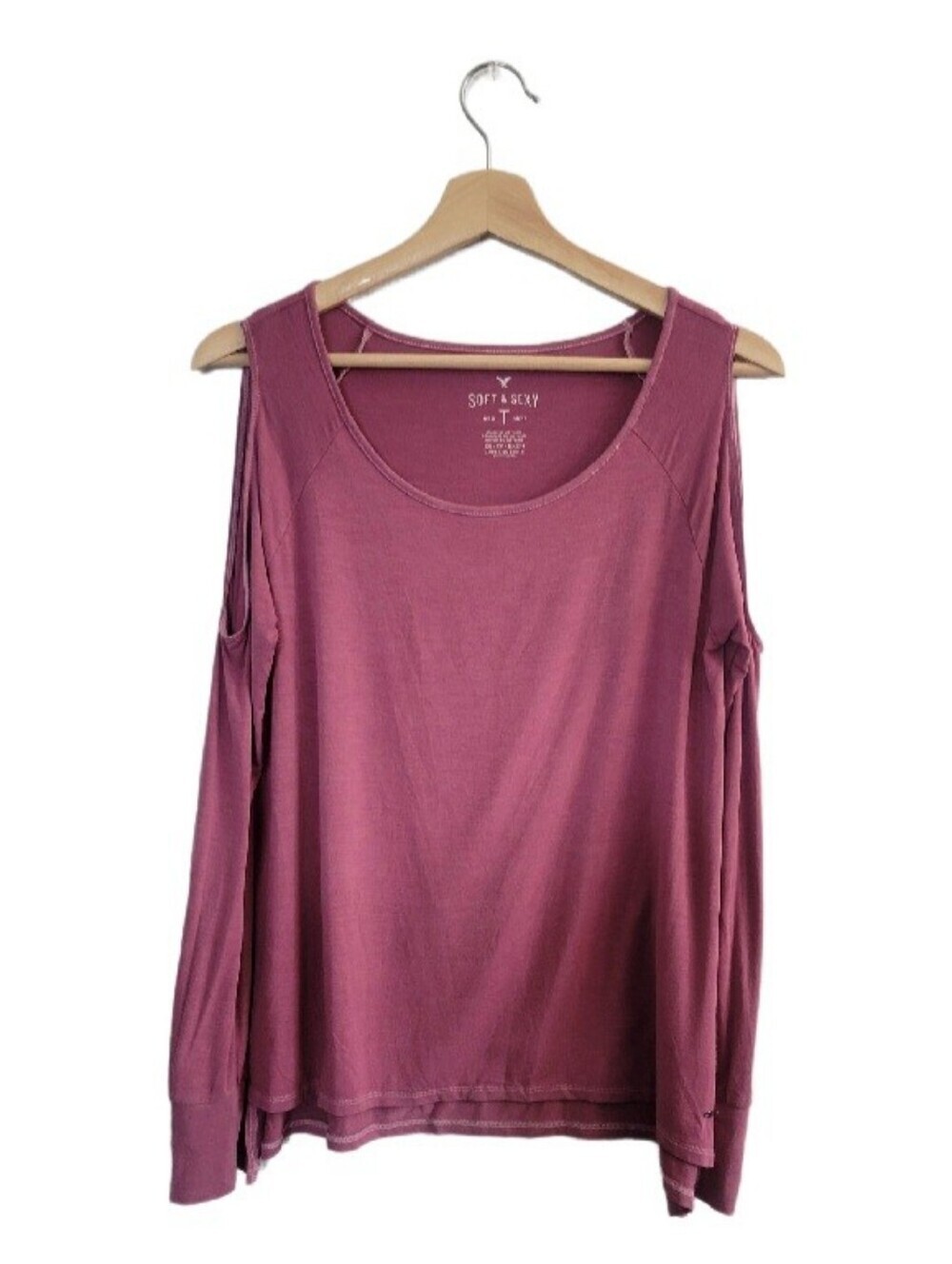 AMERICAN Eagle Outfitters Cold-Shoulder Long Sleeve Top - Sz XS Mauve